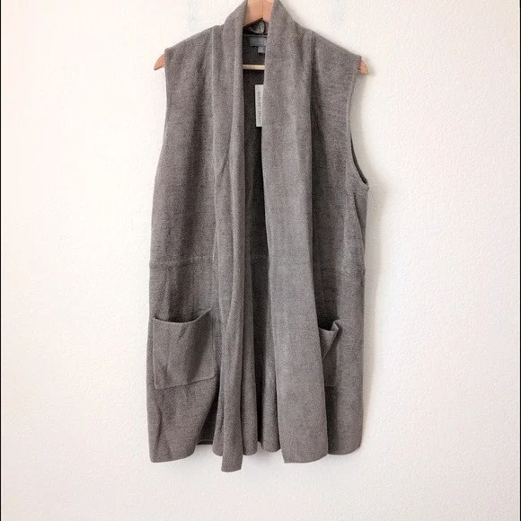 NWT Barefoot Dreams CozyChic Ultra Lite Shawl Vest Brown Loden XL BDWCU21535 - Picture 8 of 9